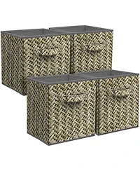Sorbus 11 Inch 4 Pack Foldable Fabric Storage Cube Bins with Handle - for Organizing Home, Closet, Nursery, Playroom, and More