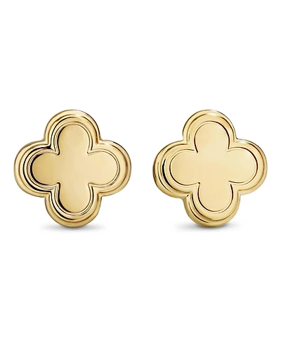 Devata Contour-lined Clover Stud Earrings in Gold Plated Sterling Silver