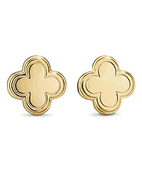 Devata Contour-lined Clover Stud Earrings in Gold Plated Sterling Silver