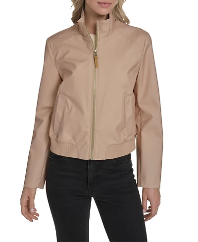 Cole Haan Women's Pinstripe Rain Bomber Jacket