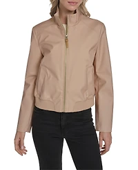 Cole Haan Women's Pinstripe Rain Bomber Jacket