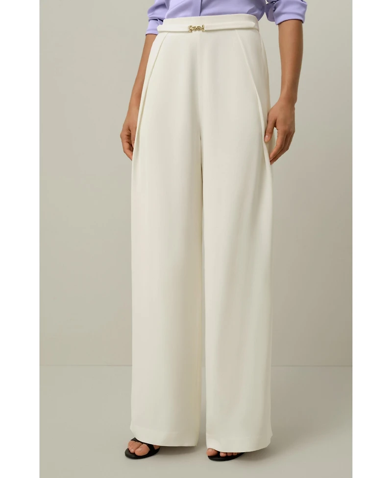 Lilysilk Women's Heavy-Weight Silk Crepe Wide-Leg Pant