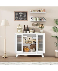 gaomon 36" Sideboard Buffet Cabinet with storage, farmhouse style, glass doors and adjustable shelves for dining room or living