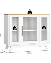 gaomon 36" Sideboard Buffet Cabinet with storage, farmhouse style, glass doors and adjustable shelves for dining room or living room