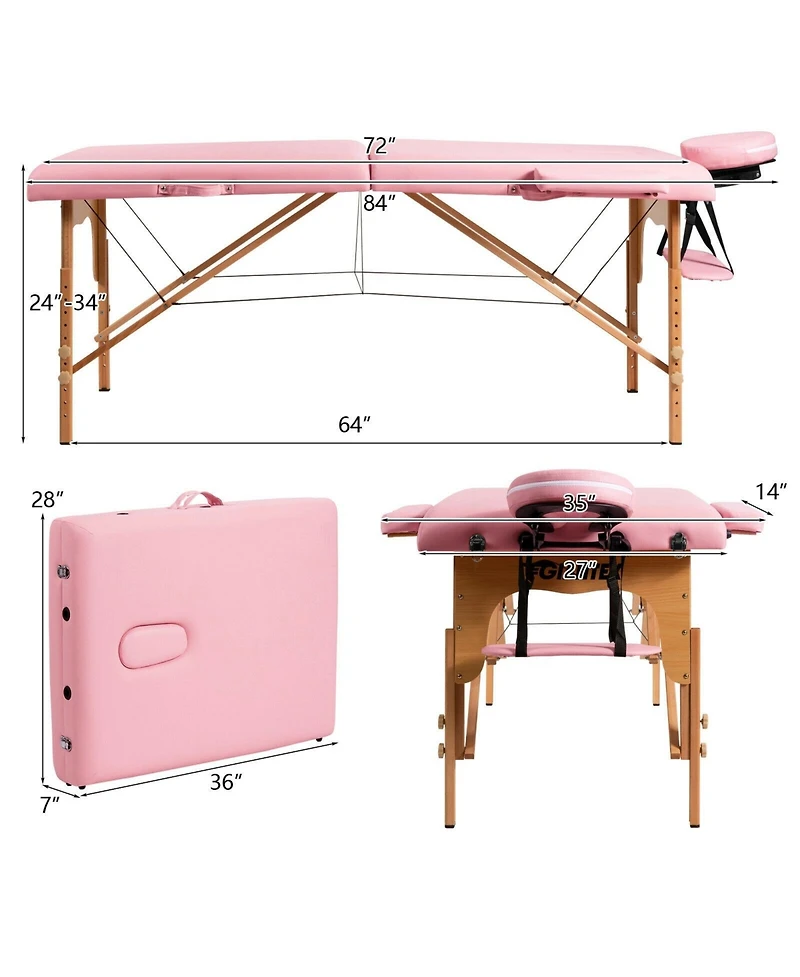 Sugift Portable Adjustable Facial Spa Bed with Carry Case
