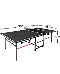 Baofuwish 96 Inch Indoor Foldable Portable Ping Pong Table Mid-Size Tennis Game Set with Net Paddles and Balls for Family Room