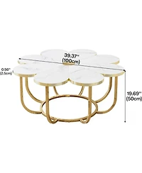 Tribesigns White and Gold Coffee Table, Flower-Shaped