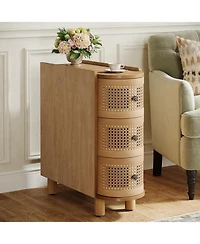 Tribesigns 3-Drawer Rattan Side Table, No Assembly Required