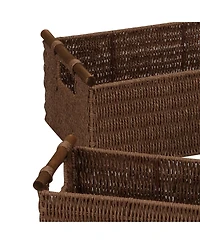 Household Essentials Decorative Woven Baskets Set of 3, Small, Medium and Large