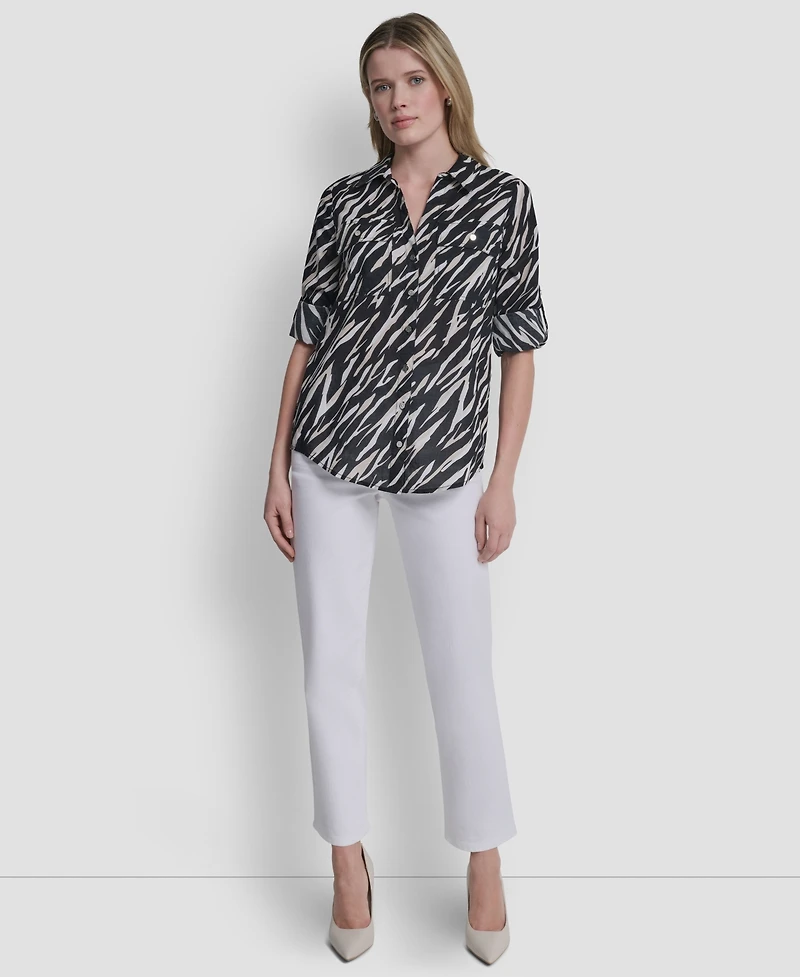 Dkny Women's Printed Long-Sleeve Shirt