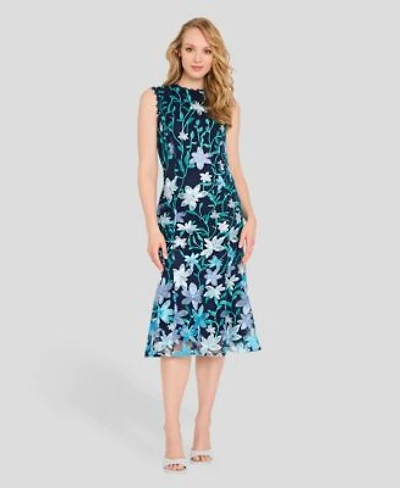 Tahari Asl Womens Scoop Neck Sleeveless Dress