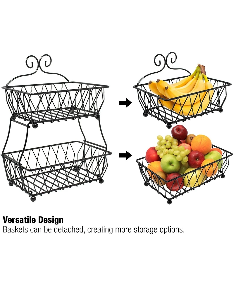 Sorbus 2-Tier Wire Bread Basket Stand - for Kitchen Countertop Organization & Display Rack, Fruit & Bread Basket