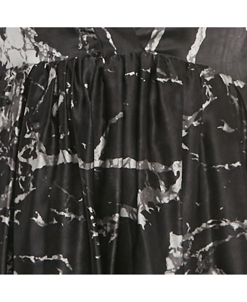 Pre-Owned Balenciaga Women's Black Printed Silk Plunge Neck Mini Dress