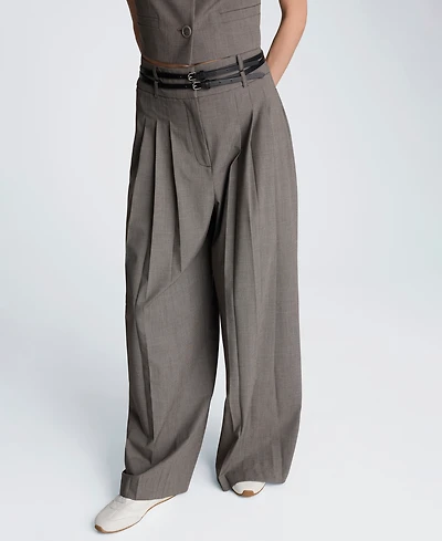 Kenneth Cole Women's Double Belted High-Rise Trousers