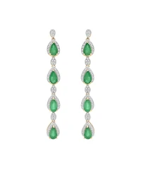 Macy's Emerald (1-5/8 ct. t.w.) and Diamond (1/4 ct. t.w.) Drop Earrings in 14k Yellow Gold