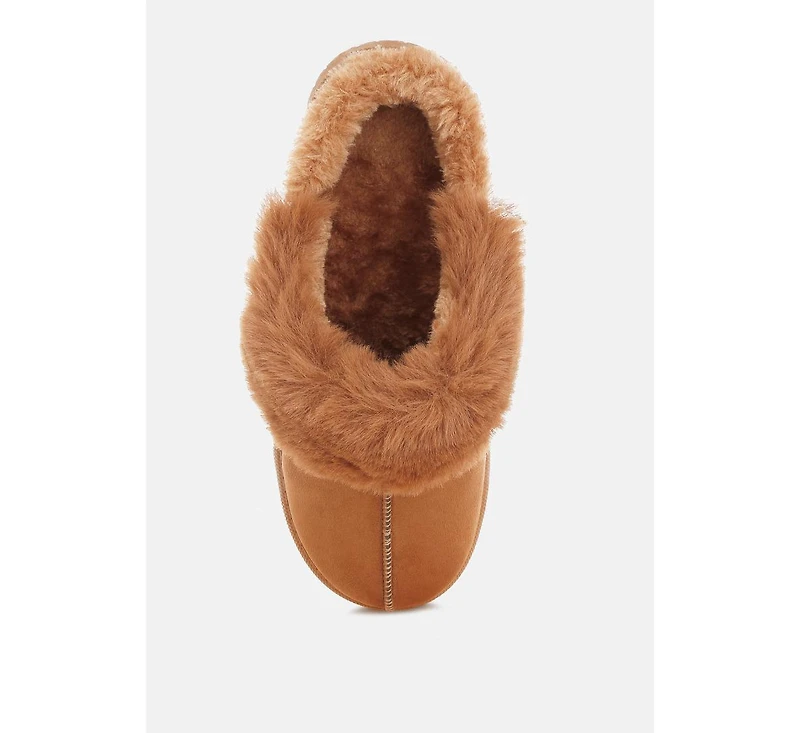 London Rag Women's Portho Faux Fur Slip Flat
