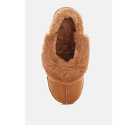 London Rag Women's Portho Faux Fur Slip Flat