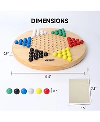 Gse Games & Sports Expert 11.5" Wood Chinese Checkers Board Game Set with 66 Colorful Wooden Marbles, Classic Board Game