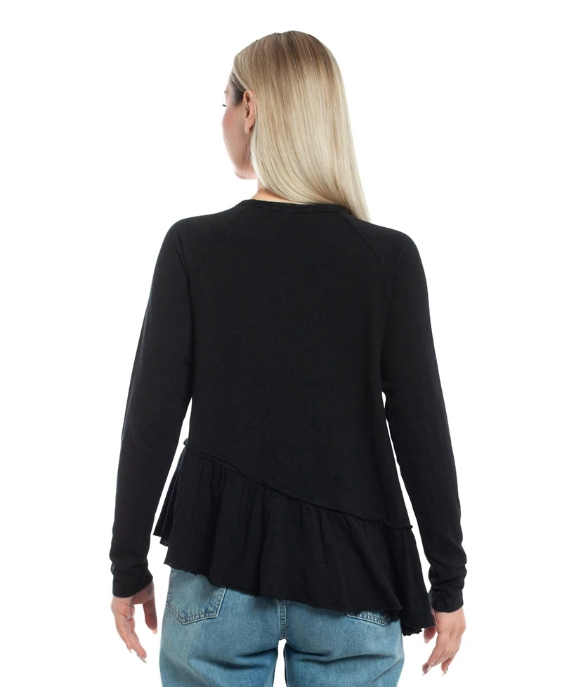 Wilt Clothing Women's Raglan Long Sleeve Asymmetric Peplum