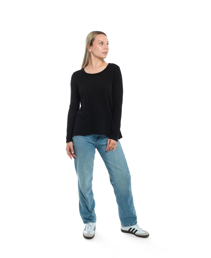 Wilt Clothing Women's Wide Neck Long Sleeve Tee