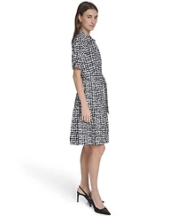 Calvin Klein Women's Collared Chiclet Tiered Midi Dress