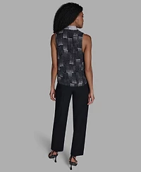 Bcbg Women's Printed V-Neck Sleeveless Blouse