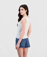 Hippie Rose Juniors' Layered Button-Front Tank Top