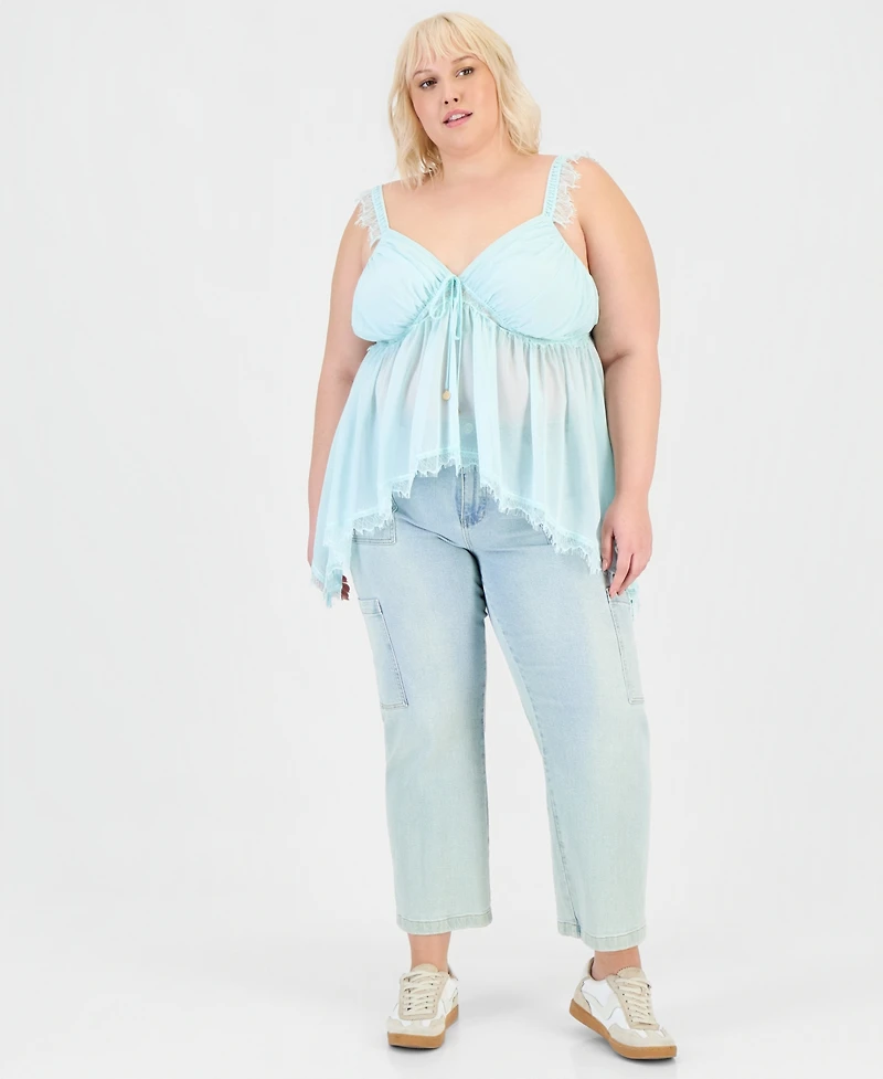 And Now This Trendy Plus Lace-Trim High-Low Top, Macy's Exclusive