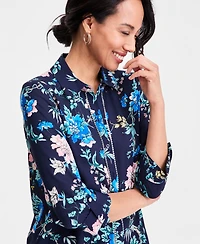 Jm Collection Women's Printed Rhinestone-Button Shirt, Macy's Exclusive