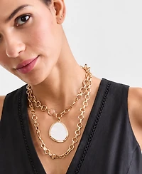 I.n.c. International Concepts Shell Layered Pendant Necklace, 16" + 3" extender, Macy's Exclusive