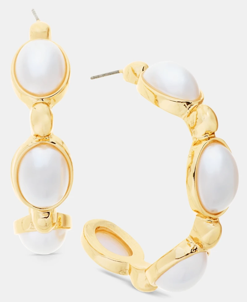 I.n.c. International Concepts Medium Imitation Pearl C-Hoop Earrings, 1.8", Macy's Exclusive