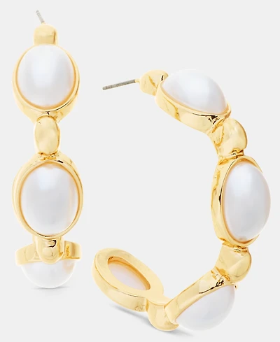 I.n.c. International Concepts Medium Imitation Pearl C-Hoop Earrings, 1.8", Macy's Exclusive