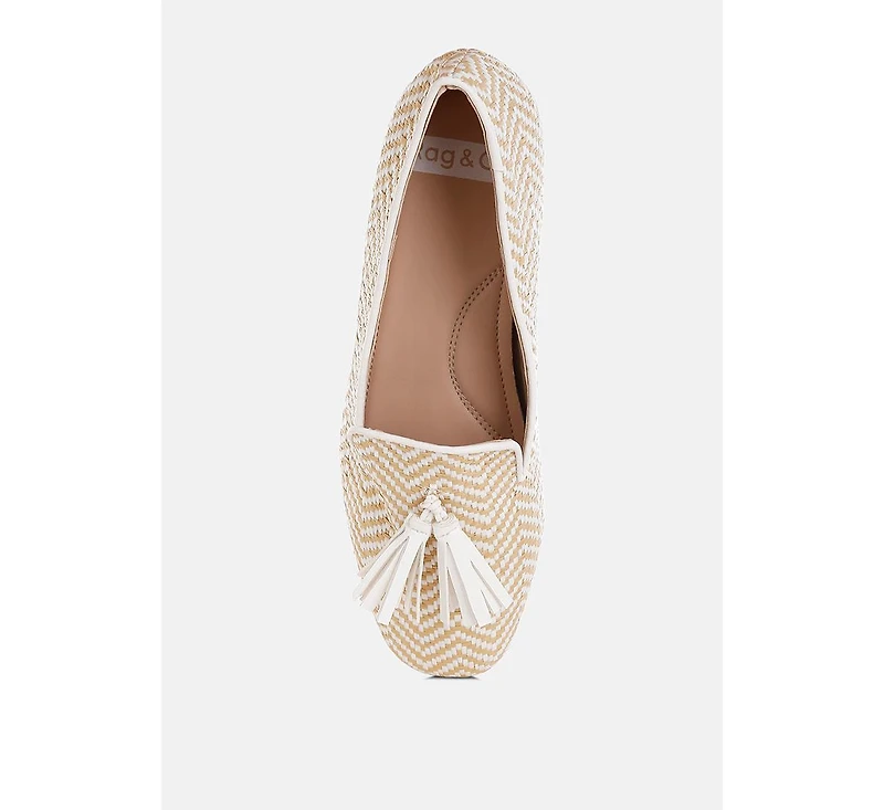 Dara Raffia Tassels Detail Loafers