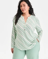 I.n.c. International Concepts Plus Split-Neck Top, Macy's Exclusive