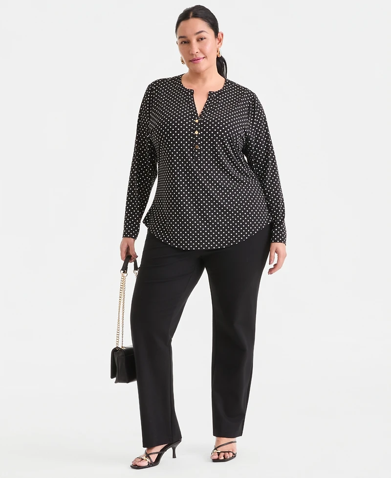 I.n.c. International Concepts Plus Split-Neck Top, Macy's Exclusive