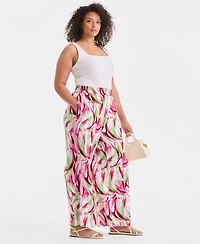 I.n.c. International Concepts Plus Printed Pull-On Wide-Leg Pants, Created for Macy's