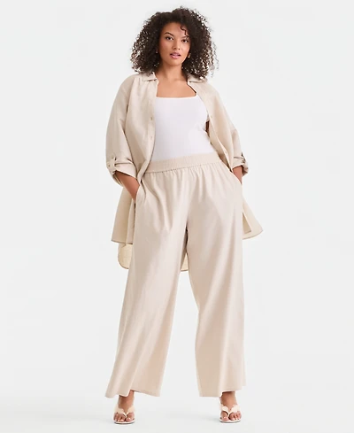 I.n.c. International Concepts Plus Pull-On Wide-Leg Pants, Created for Macy's