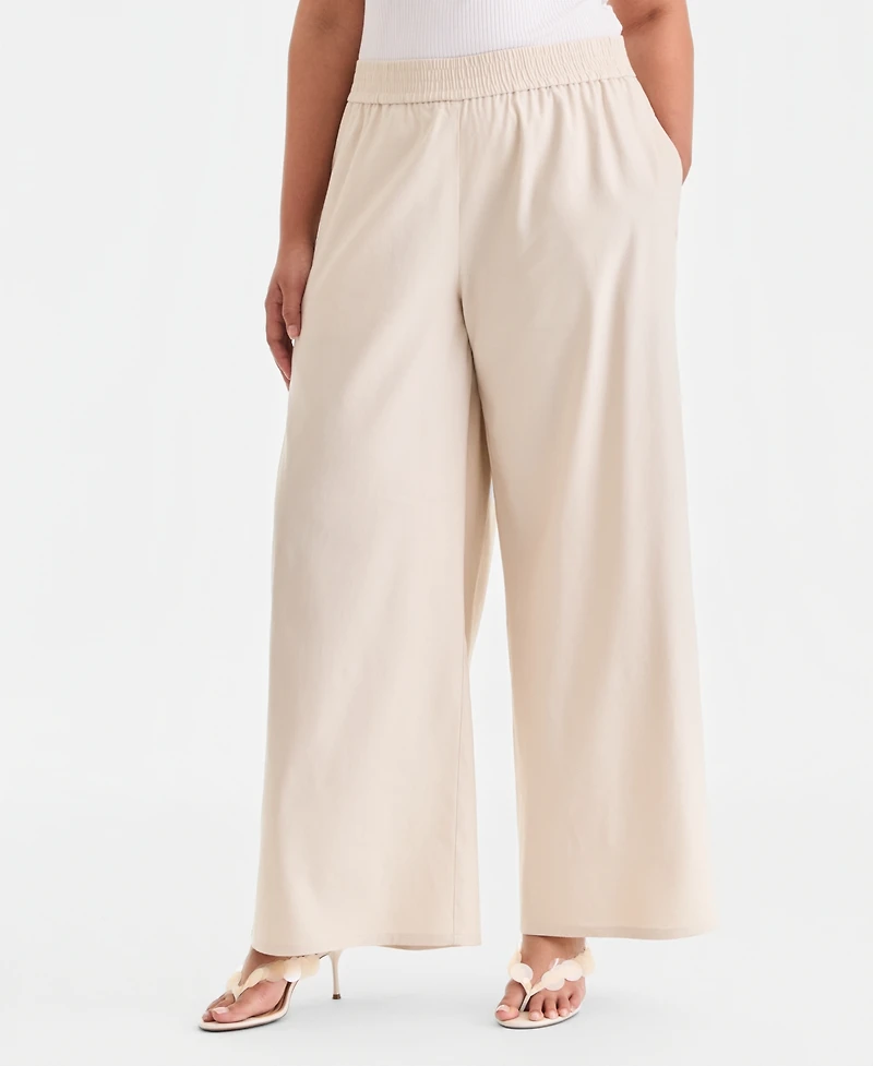 I.n.c. International Concepts Plus Pull-On Wide-Leg Pants, Created for Macy's