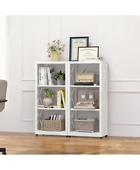 Yigii Adjustable Metal Bookshelf with 3-Side Protection - White