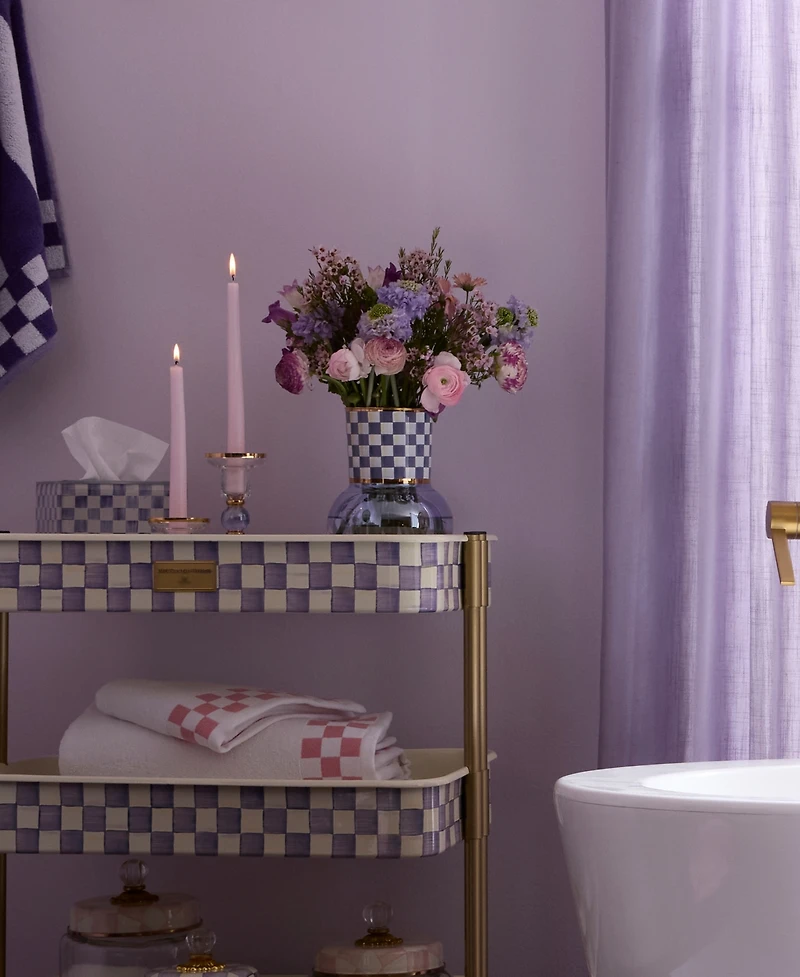 MacKenzie-Childs Violet Check Glass Vase