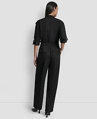 Dkny Women's Adjustable Waist Crewneck Jumpsuit