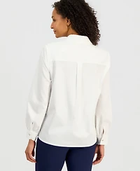 Jm Collection Women's Cotton Floral Poplin Shirt, Macy's Exclusive