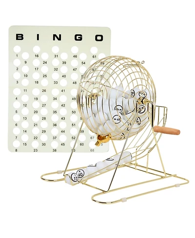 Gse Games & Sports Expert Large Bingo Game Set with 12" Bingo Cage and 1.5" Ping Pong Size Bingo Balls, Plastic Master Board