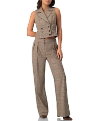 Ivonne Women's Straight Pleated Patterned Trousers Pants