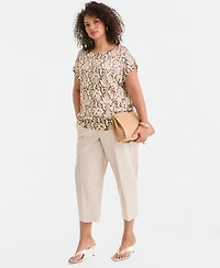 I.n.c. International Concepts Plus Printed Wide-Neck Dolman-Sleeve Sweater, Created for Macy's