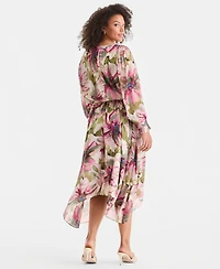 I.n.c. International Concepts Plus Bubble-Sleeve Tie-Waist Tiered Dress, Created for Macy's