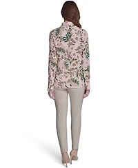Tommy Hilfiger Women's Slim Fit Floral Collared Blouse