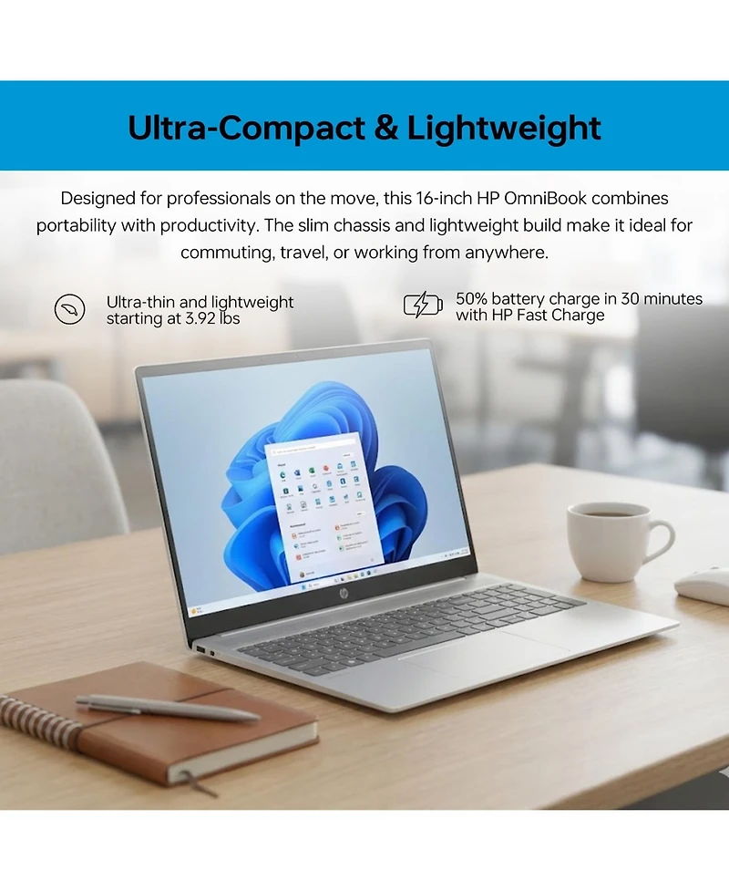 Hp OmniBook 5 16t-ba100 Premium Traditional Laptop 16" Fhd Touchscreen Intel Core Ultra 7 255U Intel Graphics 16GB Ram 512GB Ssd Windows 11 Home