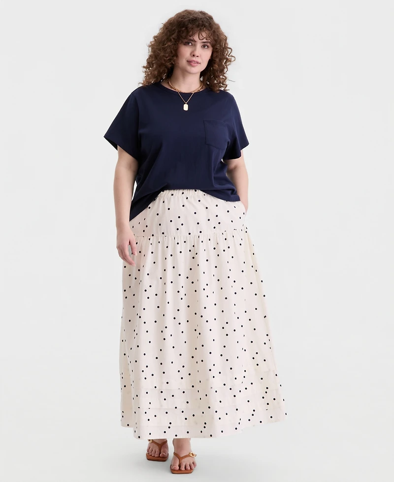 On 34th Trendy Plus Size Dot Print Maxi Skirt, Macy's Exclusive