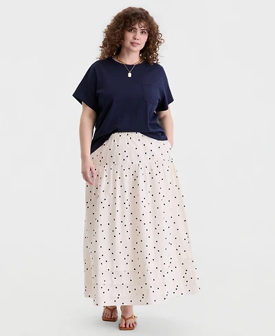 On 34th Trendy Plus Size Dot Print Maxi Skirt, Macy's Exclusive